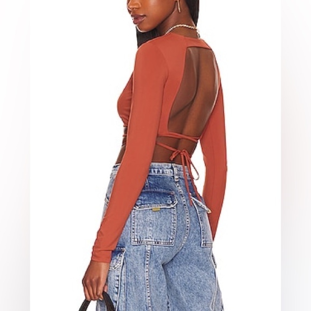 Alix NYC Declan crop top terra cotta long sleeve open back excellent Size M
